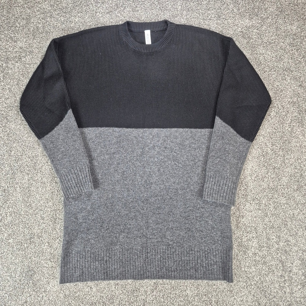 Lululemon‎ Sweater Womens Small Black Gray Cashmere Wool Blend Ribbed